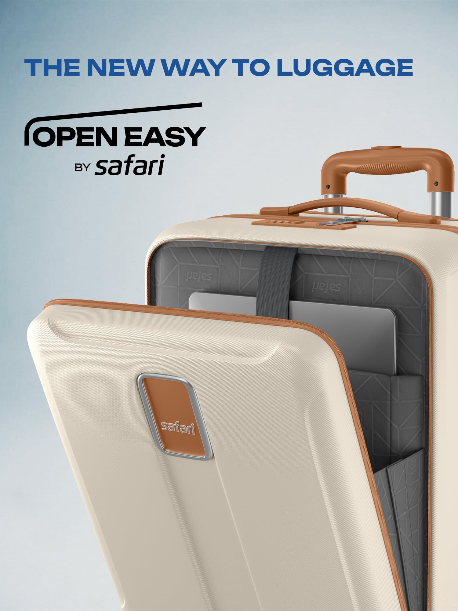 Safari Cabin Trolley Bag with Laptop Compartment, Hardside Polycarbonate Small (55cm) Suitcase | 360° 8 Wheel Spinner Travel Luggage| Recessed Combination Lock|Thorium Neo| Vanilla — Amazon image 2