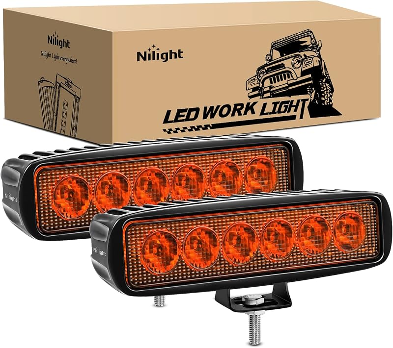 Barra de LED âmbar Nilight 18 W com feixe concentrado – 2 unidades