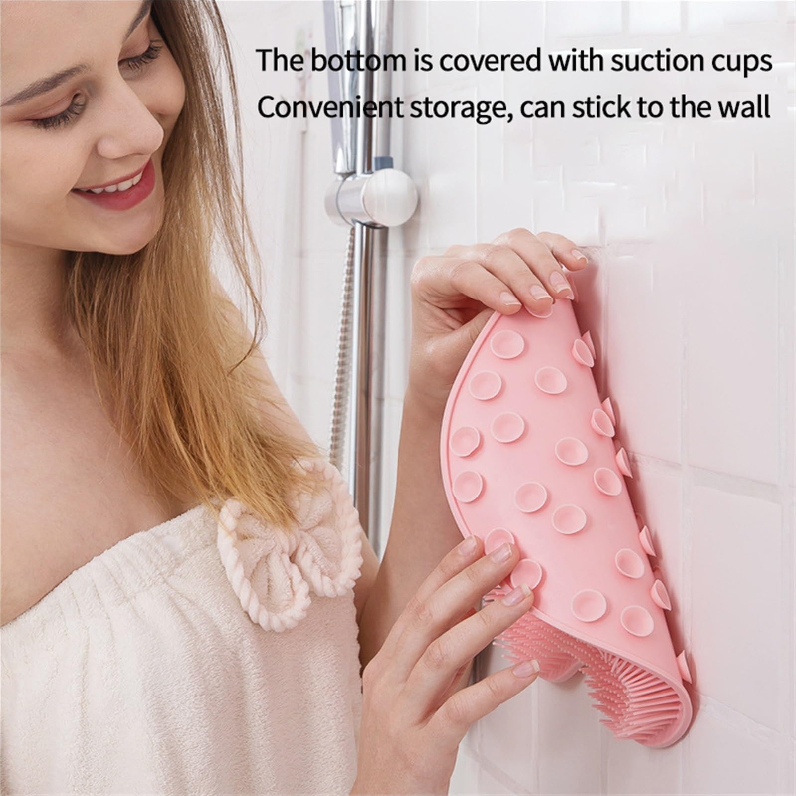 Masaje de Ducha Exfoliante for baño, Alfombra de baño, Cepillo de Masaje de Espalda, Lavado de pies de Silicona, Herramienta de Limpieza Corporal, 2 uds. para Baño(Green)