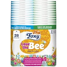 Foxy Love The Bee | 2 Ply | Kitchen Paper 28 Rolls | 66 Services Per Roll | FSC Certified | 100% Renewable Electric Energy | Recyclable Package Produced with Recycled Plastic