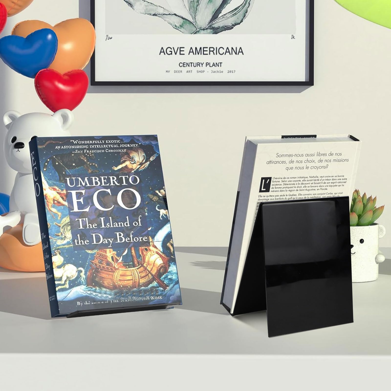 SWAWIS 5 Pezzi Leggio per Libri Espositore Libri Supporto per Libri Porta Libri Scaffale per Libri Fermalibri in Acrilico Trasparente per Riviste, Opuscoli e Menù, Nero