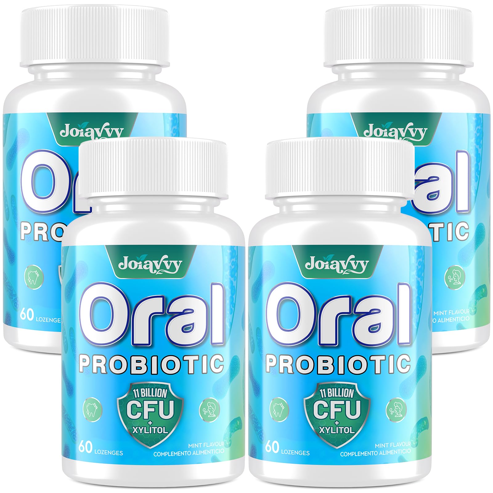 Probiótico Oral 11 Mil Millones de UFC para la Flora Oral, Pastillas Probióticas 7 en 1 con BLIS K12 y M18, Sin Azúcar, Sabor a Menta Natural (60 Unidad (Paquete de 4))