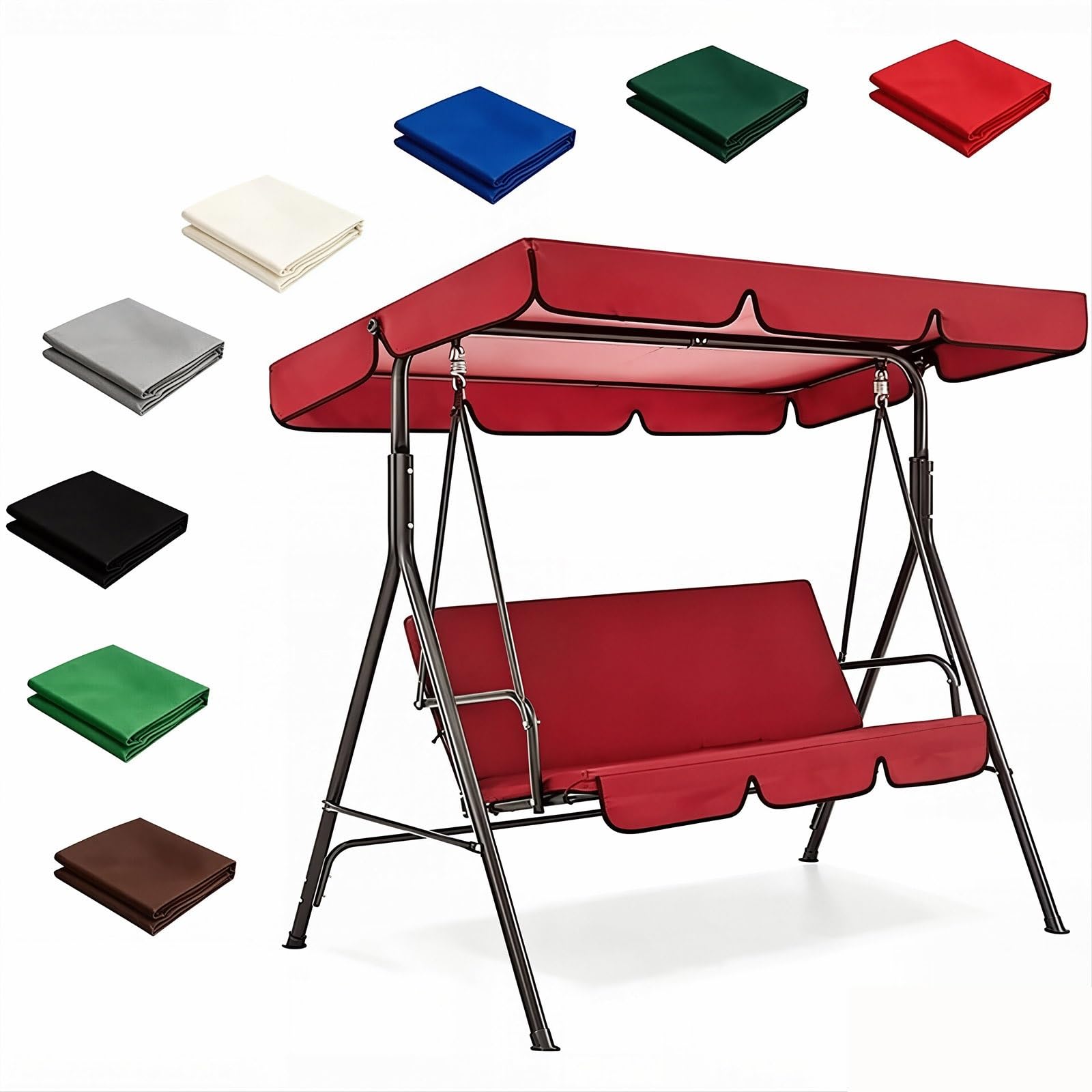 Zhoudong Swing Seat Canopy Cover, Garden Hammock Replacement Cover Rainproof Windproof, Outdoor Patio Sunshade Replacement Top Canopy for 2/3 Seater Swing(Red,76.7x49.2in)