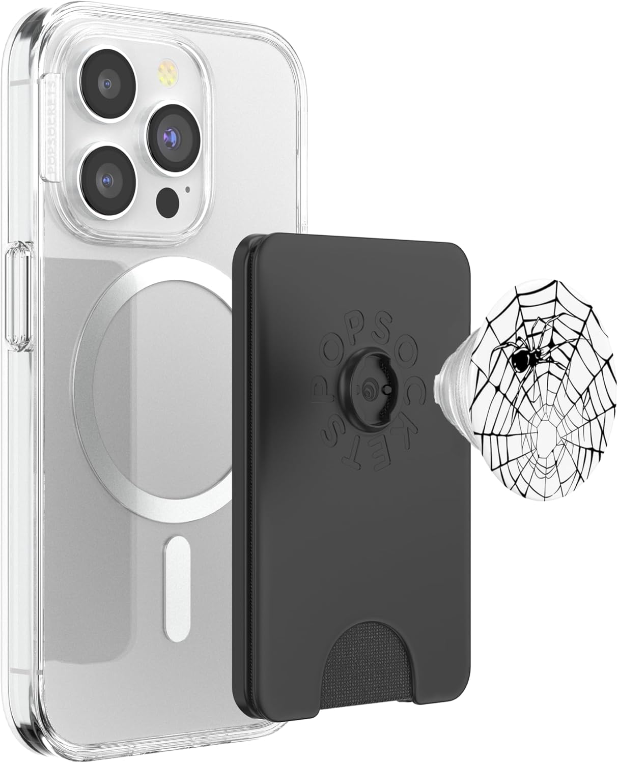 Spiderweb Blackwork Spider PopSockets PopWallet for MagSafe