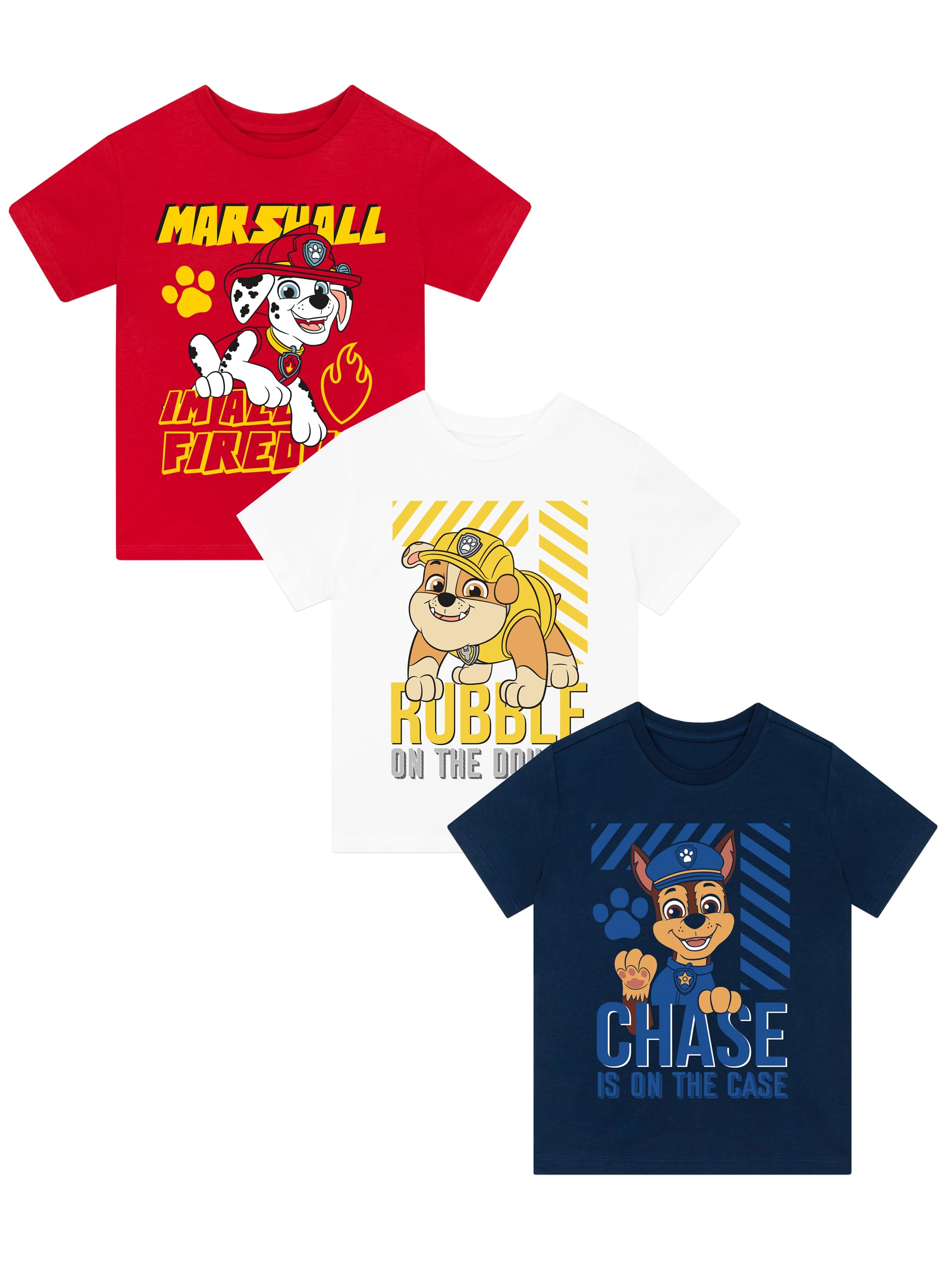 Paw PatrolTshirts | 3 Pack Tee Shirts for Boys | Chase, Rubble and Marshall Tshirt