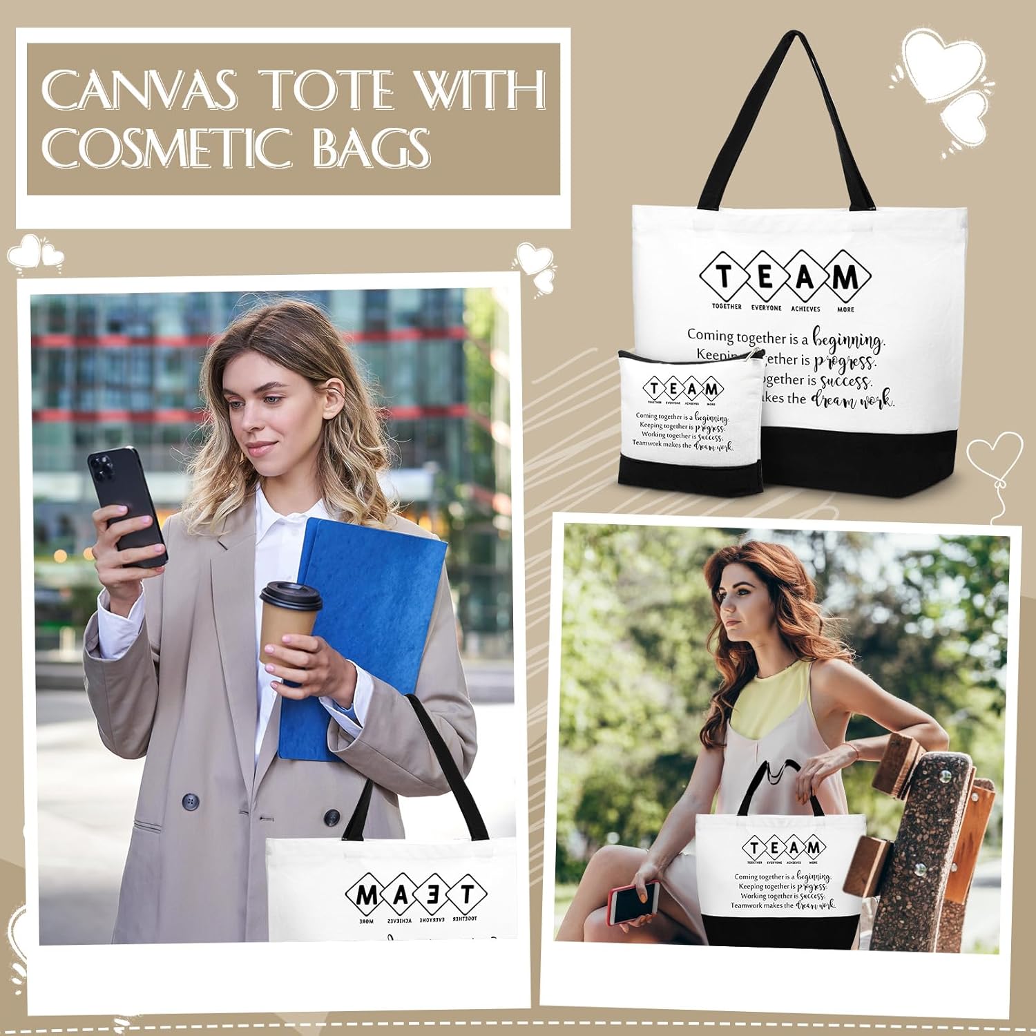 Abbylike 48 Pcs Thank You Gift Tote Bags for Women Mothers Appreciation Employee Canvas Bags Teacher Coworker Staff Nurse