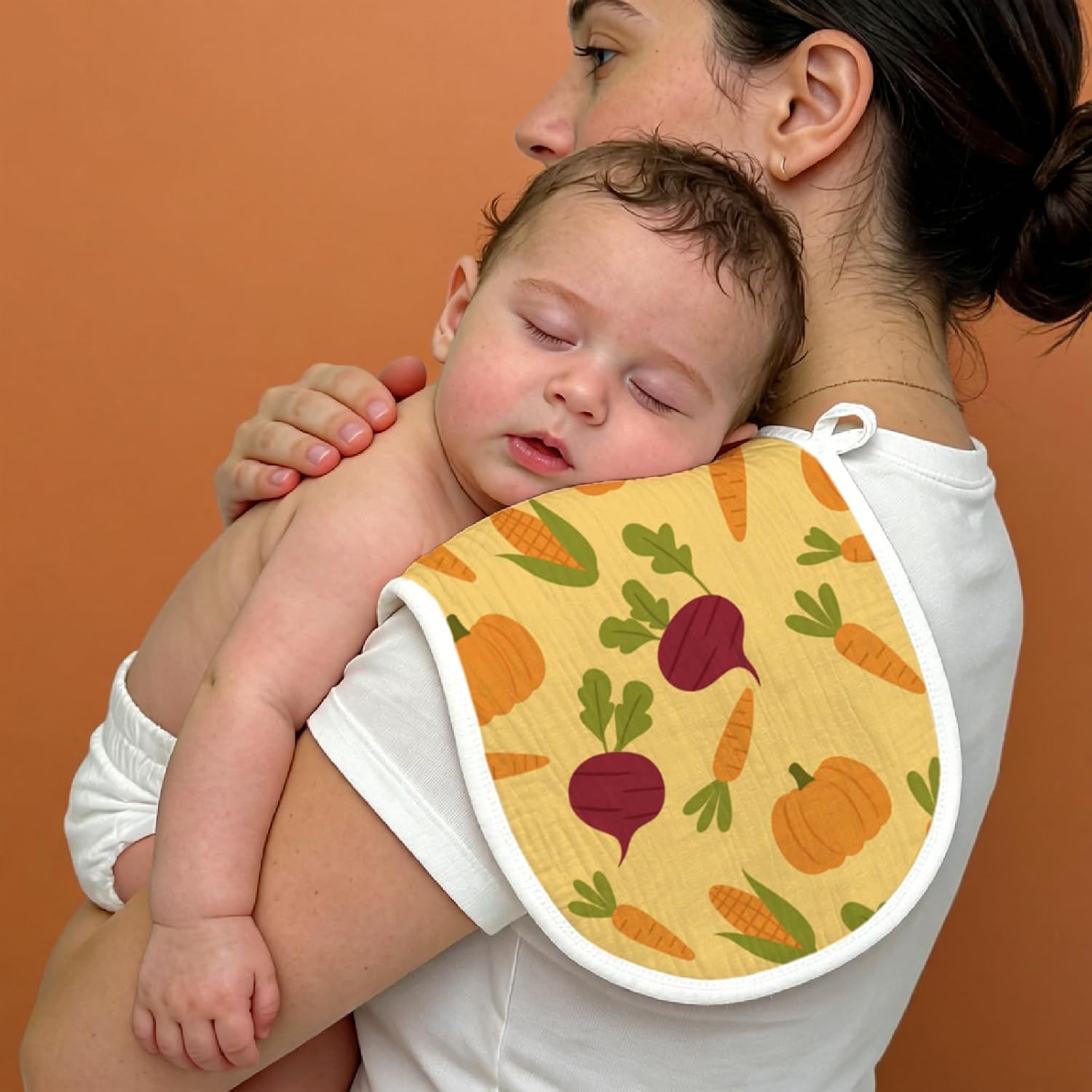6 Pack Baby Burp Cloths Large 20x10 Inches Modern Farmhouse Countryside Style Fall Pumpkin Contoured Soft Cotton Burp Rags Ultra Absorbent Breathable Thick Shoulder Spit Up Rags Newborn Gift