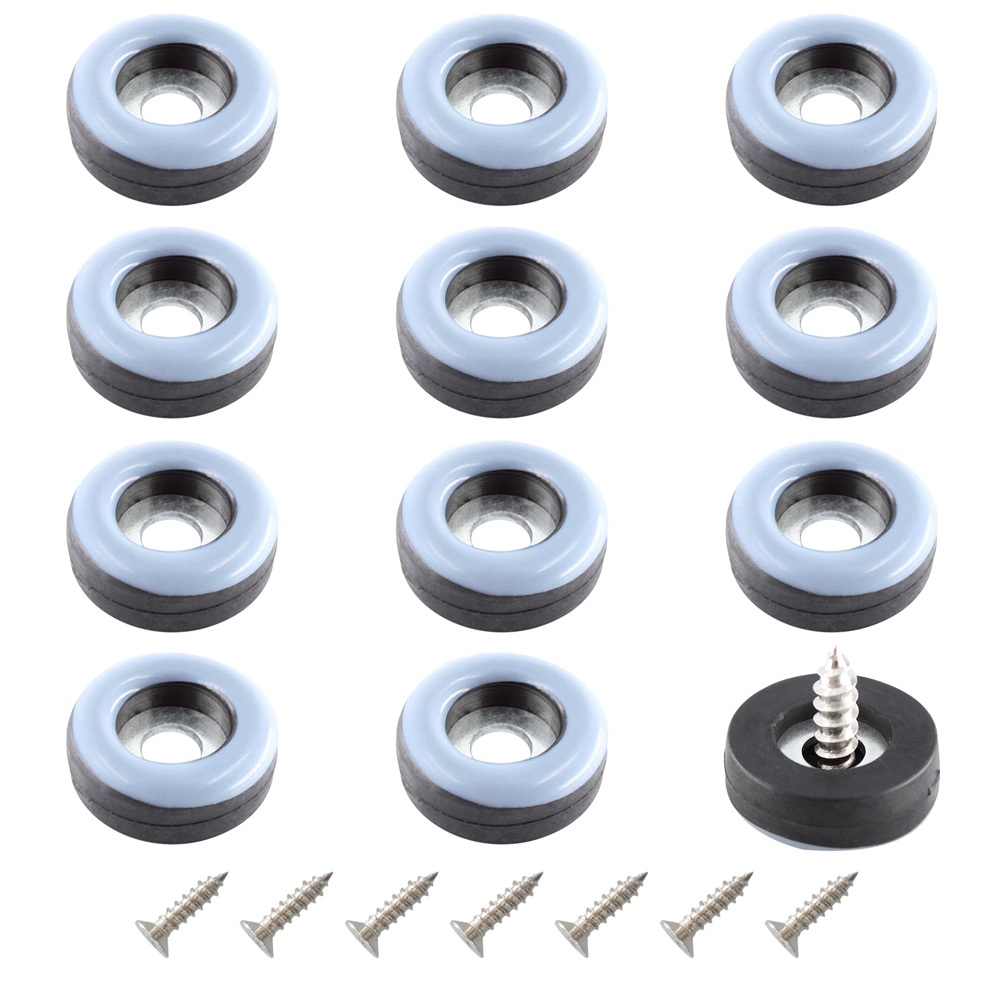 bociloy 12pcs 7/8" Screw on Furniture Glides Sliders for Wooden Furniture, Furniture Sliders Pads Teflon Furniture Glides Chair Leg Pads Floor Protectors PTFE Moving Furniture Glides