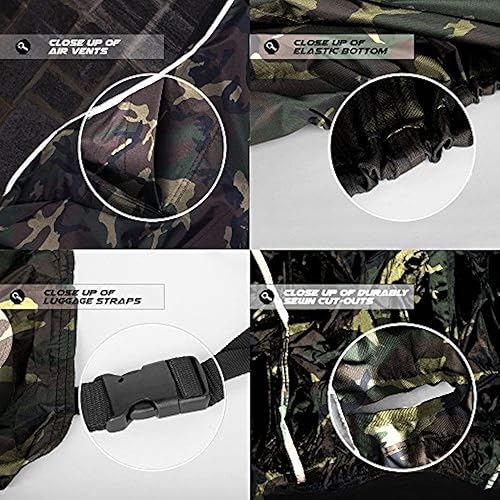 Miniatura 7 de Nuzari Funda resistente para motocicleta, para almacenamiento de bicicletas para exteriores, impermeable, para exteriores, (camuflaje, mediana)