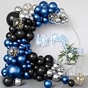 Flyloons 25 pcs Black Blue Silver Metallic Chrome Balloons for Birthday Decoration items celebration Anniversary Girls Boys Men Women gallery image