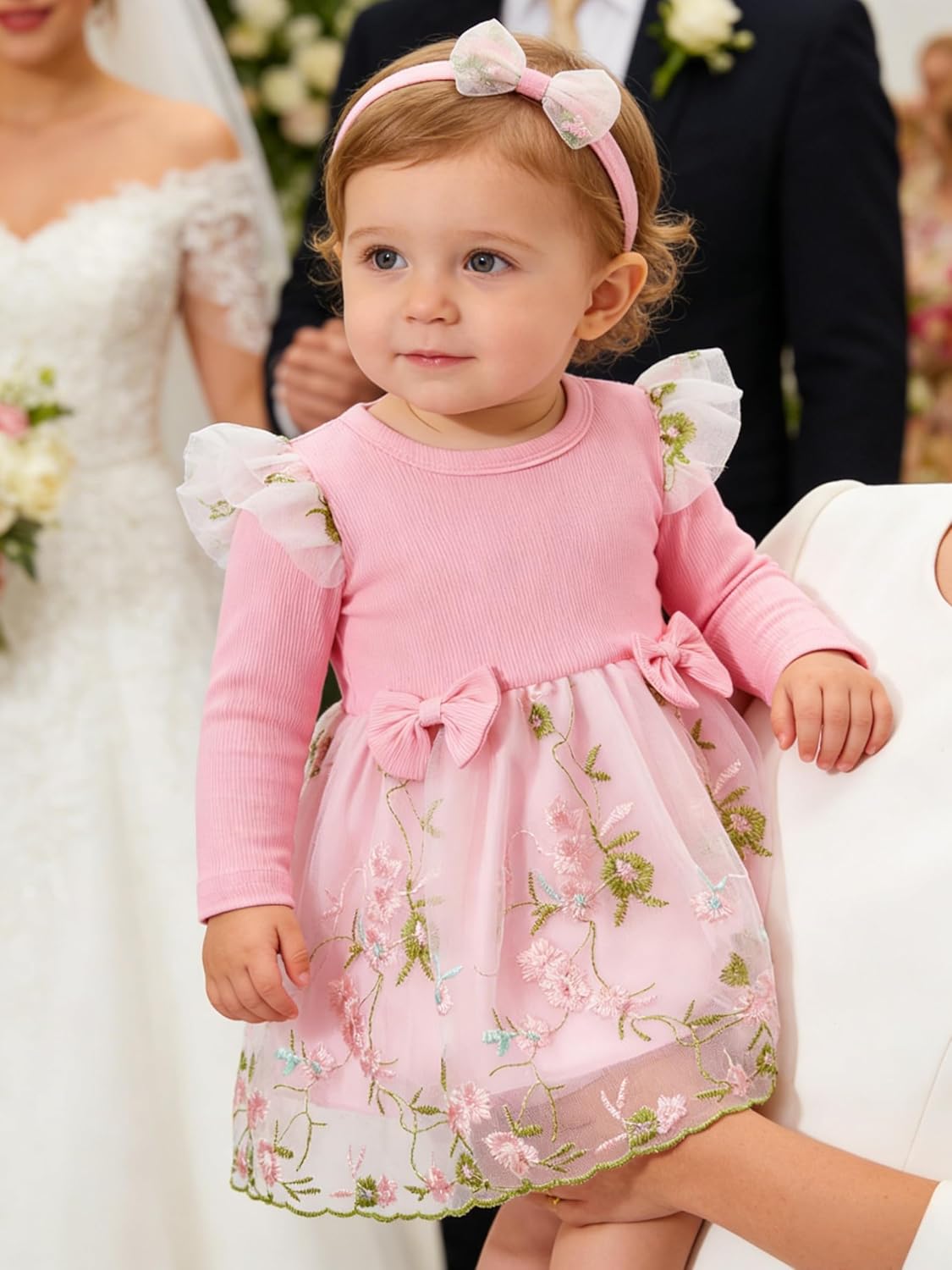 Baby Toddler Girls Tutu Dress Birthday Wedding Party Dresses Long Sleeve Bowknot Sundress with Headband 3 Months-3 Years - Image 2