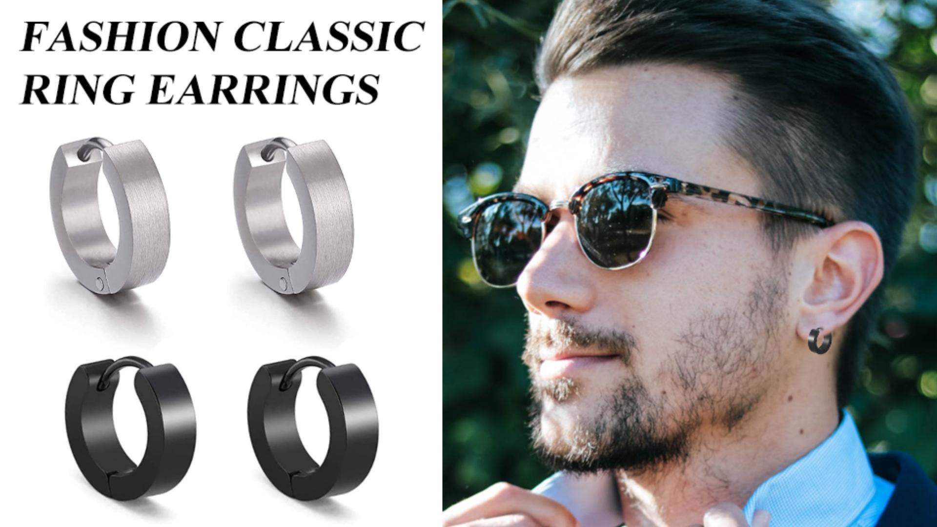 Orecchini A Cerchio In Acciaio Inox - Unisex Nero E Argento 12mm