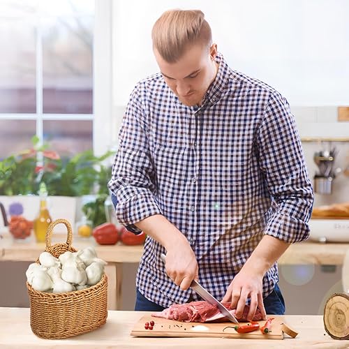 Miniatura 6 de DOITOOL Cesta colgante de mimbre para pared, 9.2 x 7.5 pulgadas, cestas de pared pequeñas para almacenamiento de ajo, fruta, cebolla, verduras,