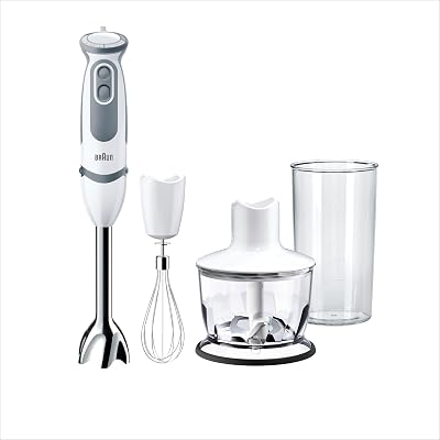Braun Hogar Minipimer 5235 – Batidora de mano, 1000 W, 21 velocidades y función turbo, anti-salpicuduras, Powerbell Plus, 3 accesorios (varillas, picadora 500ml, vaso medidor 600ml), Color blanco