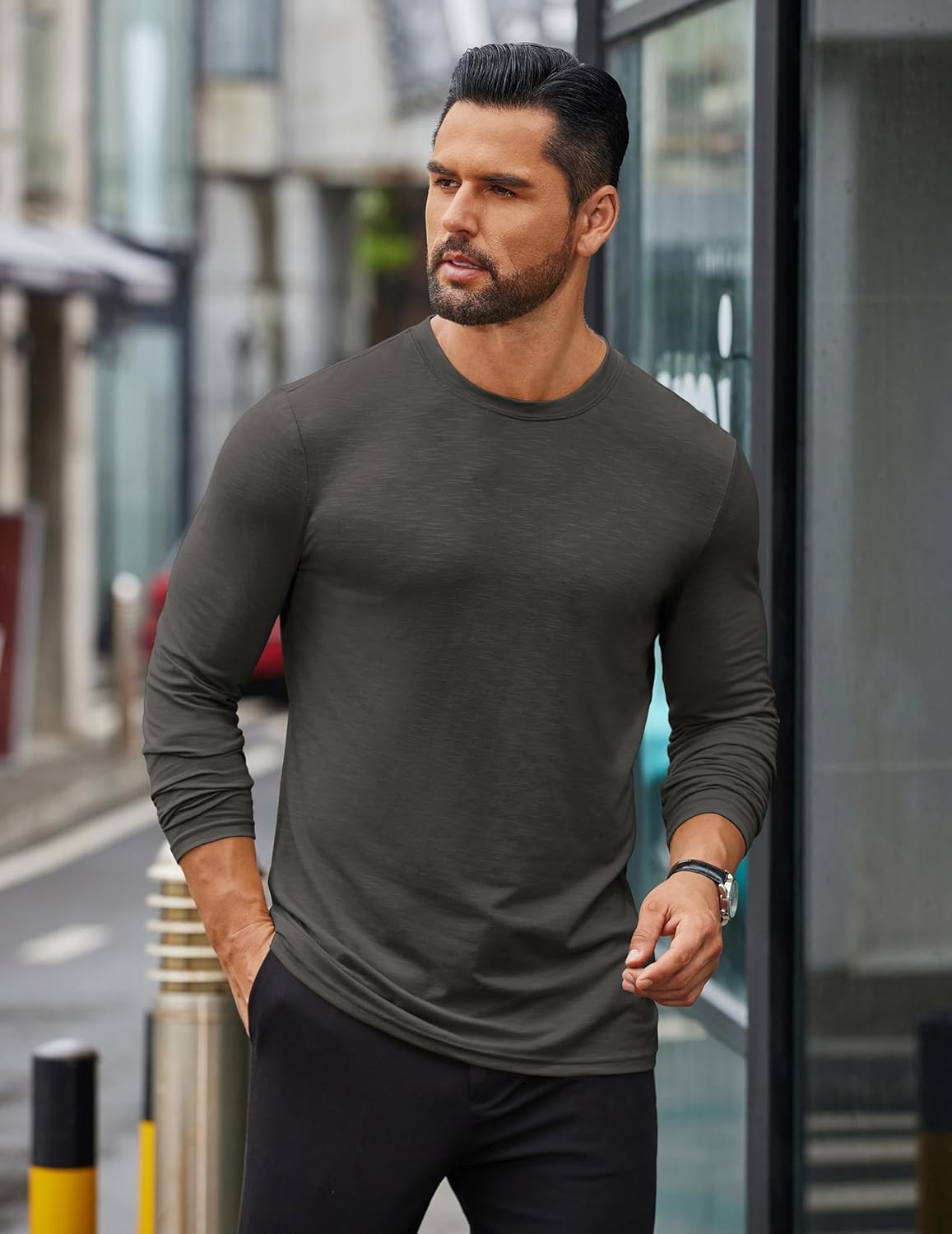 COOFANDY Mens Long Sleeve T Shirts Casual Crew Neck Tee Shirts Lightweight Soft Pullover Tops - Image 4