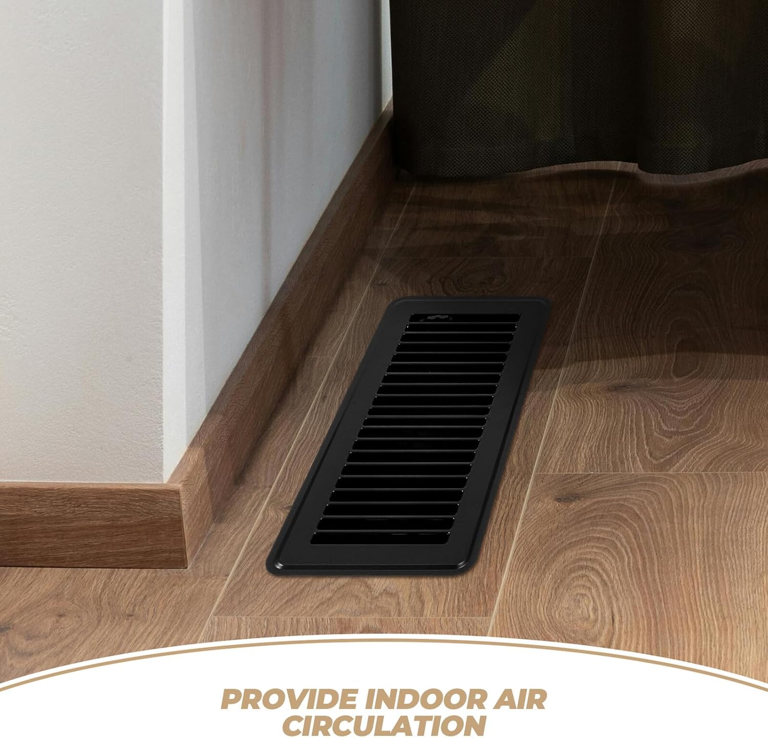 2pcs Floor Register Vent Covers 4 X 10 Inch Black Metal Air Vent Covers for Home Floor Ventilation Heat Register Deflector Grilles Walkable Ventilation Grates