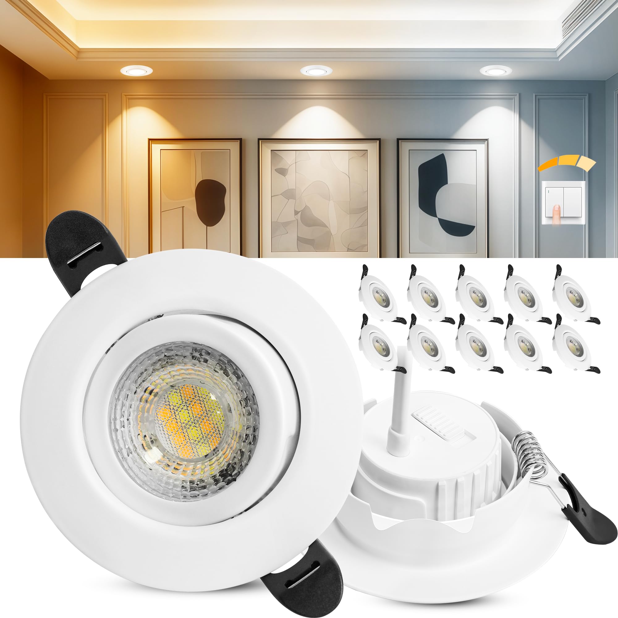 Laiebri LED Einbaustrahler 230V Dimmbar, 6W IP44 LED Spots
