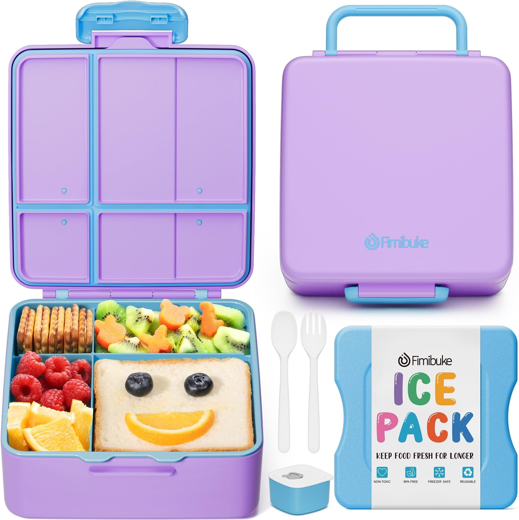 Fimibuke Chill Bento Box for Kids Adult, Leak Proof Toddler Lunch Box with Ic...