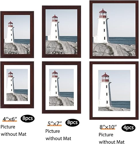 Miniatura 9 de Fixwal Juego de marcos de fotos, 15 marcos de pared en 3 acabados diferentes con paspartú para fotos de varios tamaños, tres de 8 x 10, seis de 5 x