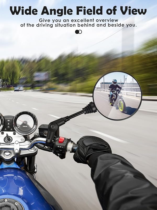 BHHTBB Motoros Visszapillantó Tükör E-Jeles Univerzális Kerek Kormányvég Tükör M8 M10 Menettel 360° Forgatható Roller ATV Motorkerékpár