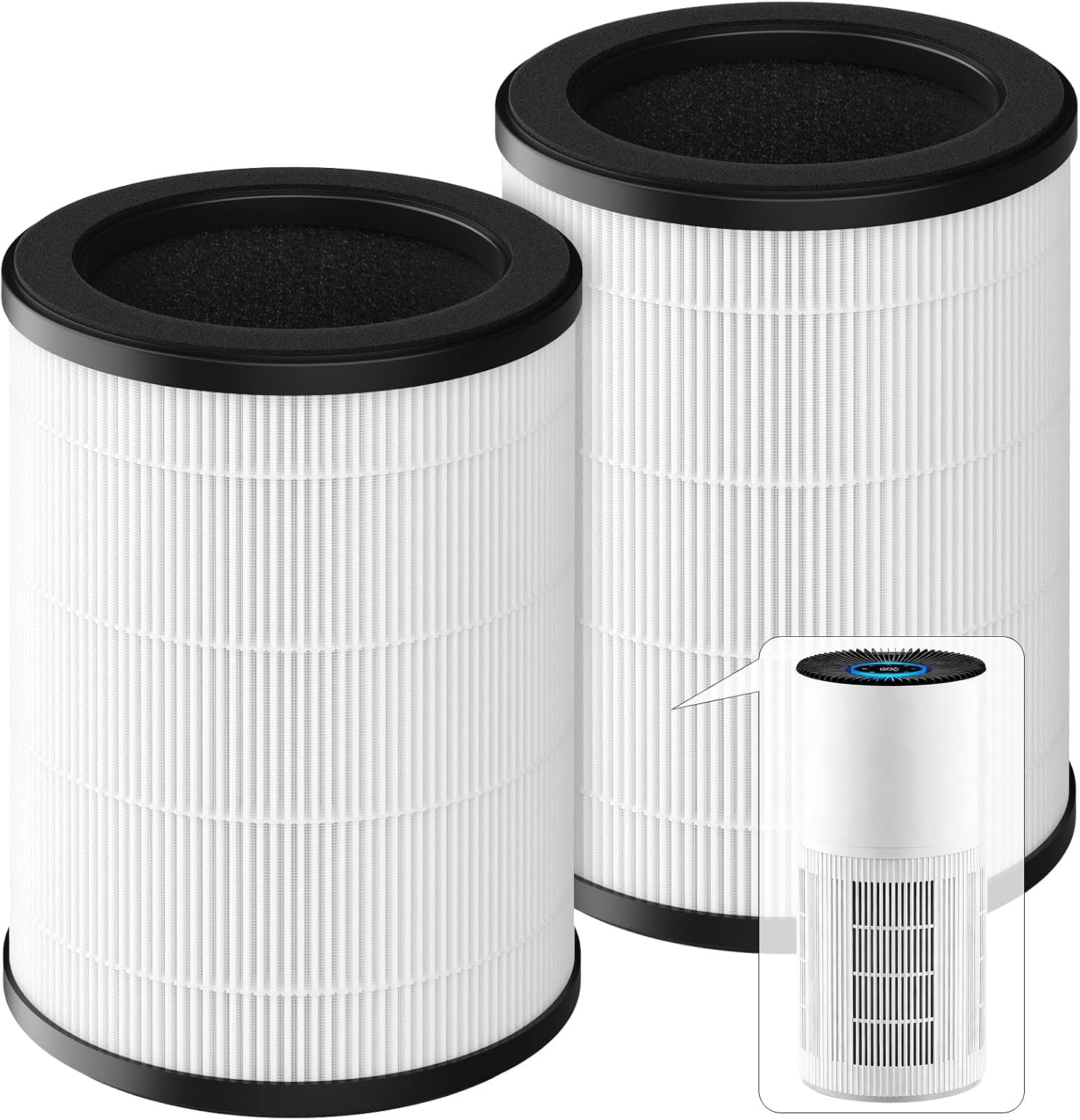 ZQA-6000A Replacement Filter Compatible with Cobectal ＆ VNIUP ZQA-6000A Air Purifier, 360° 3-Stage Filtration for Home Large Room, H14 True HEPA Filter, 2 Pack