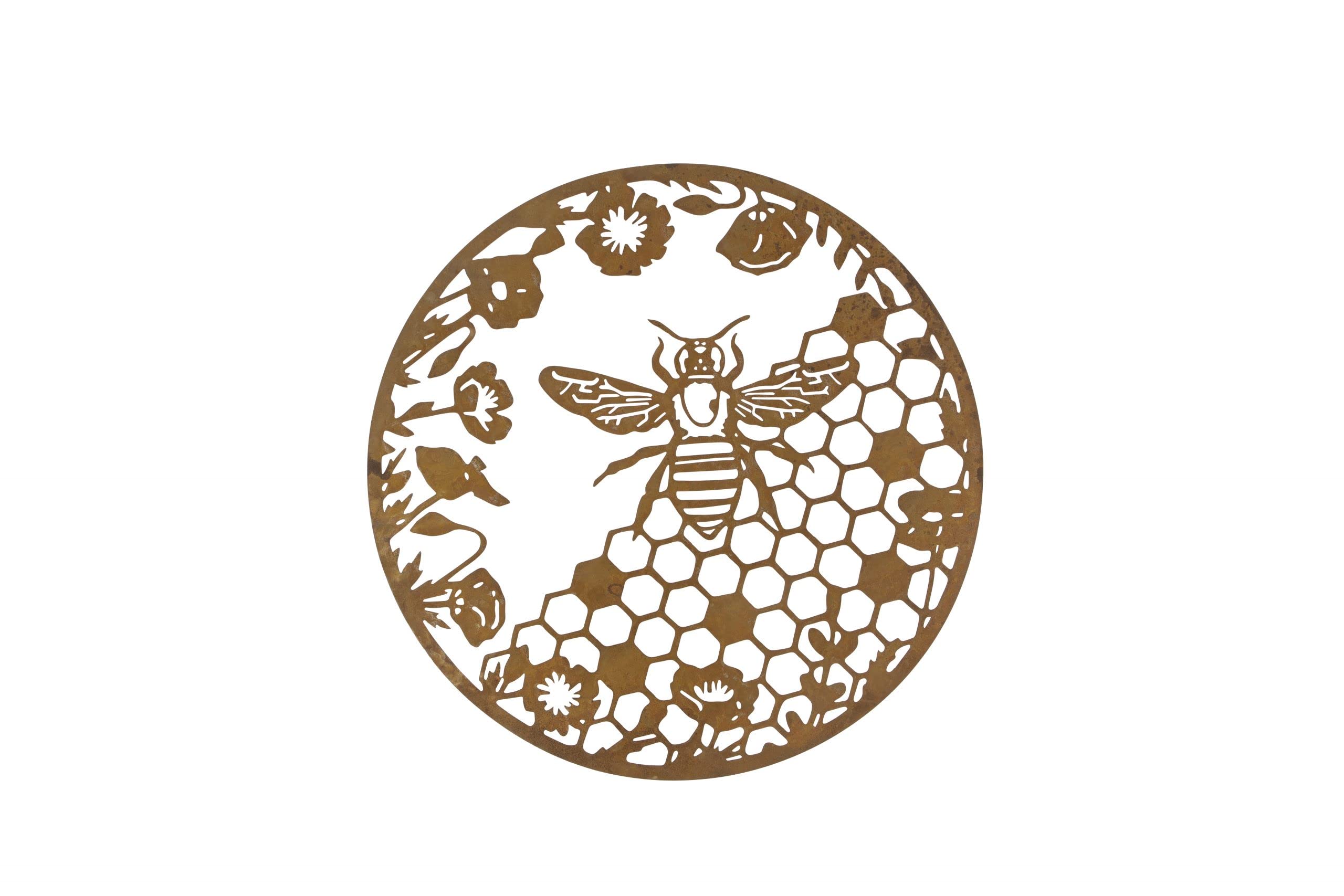 Annibells Large Rustic Metal Round Garden Honeycomb Bee Wall Plaque - 60cm