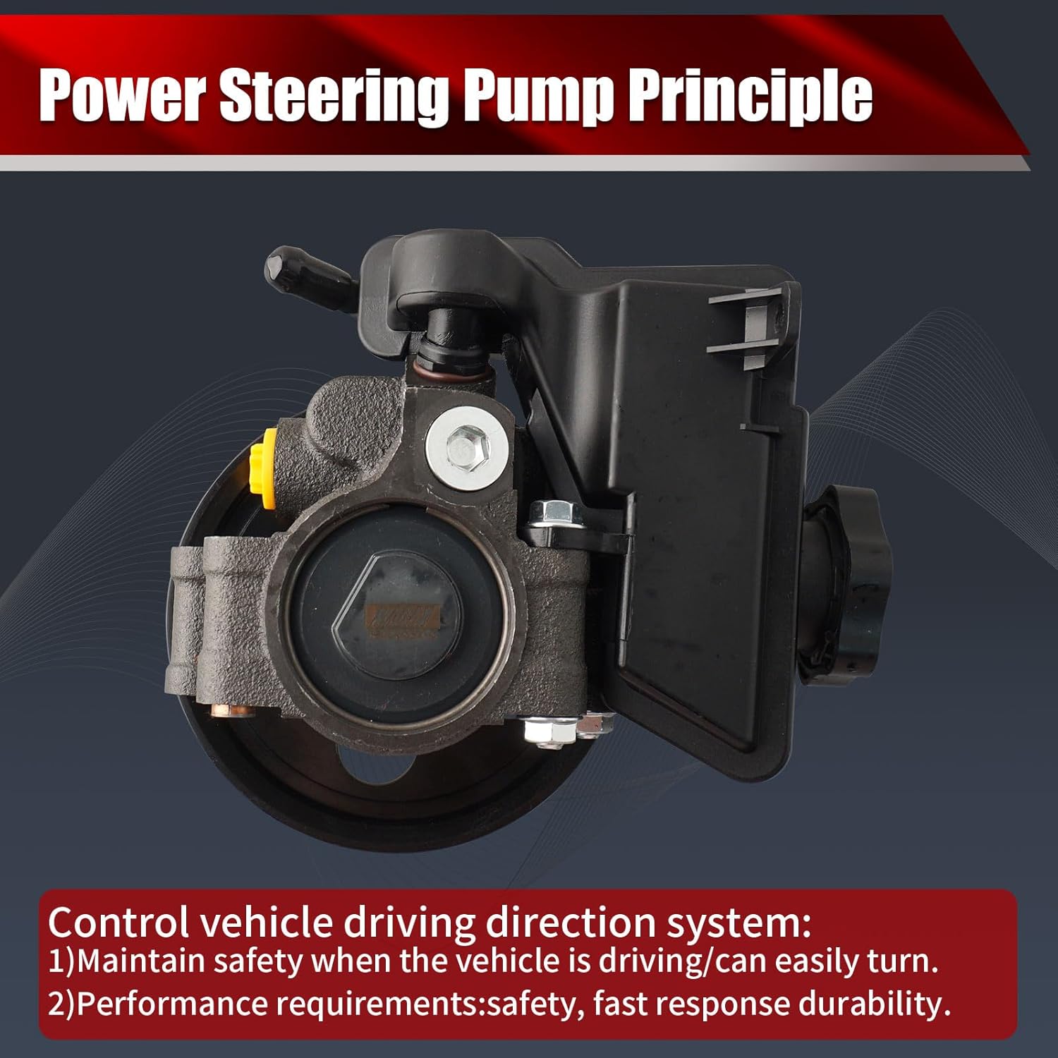Power Steering Pump 6S4Z-3A674-A with Pulley and Reservoir Compatible with Ford Focus 2006-2011 Transit Connect 2010 2.0L 2.3L L4 Replaces 20-326 20-74326 96-74326 7S4Z3A674A 6S4Z3A674A