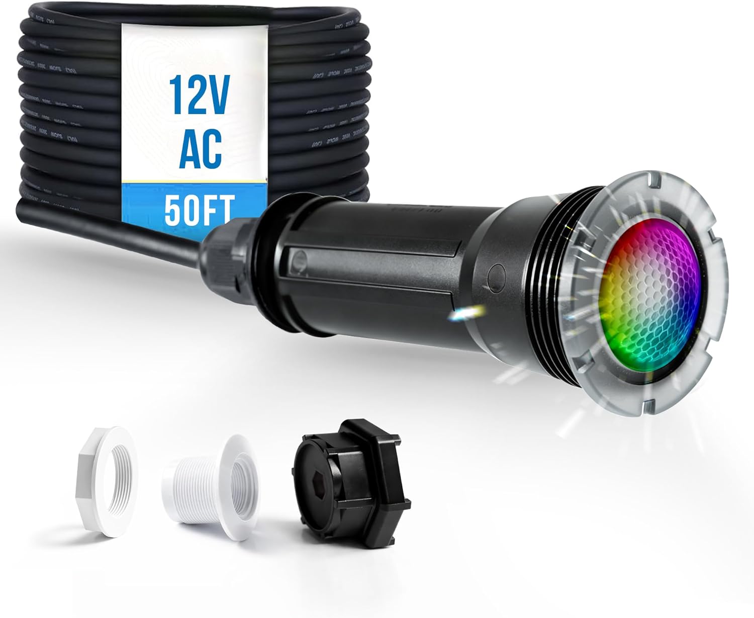 Pool Lights for Inground Pool, Direct Replacement for Pentair GloBrite, 1.5 Inch LED Color Inground Pool & Spa Light, IP68 Waterproof, AC12V, 50 ft Cord