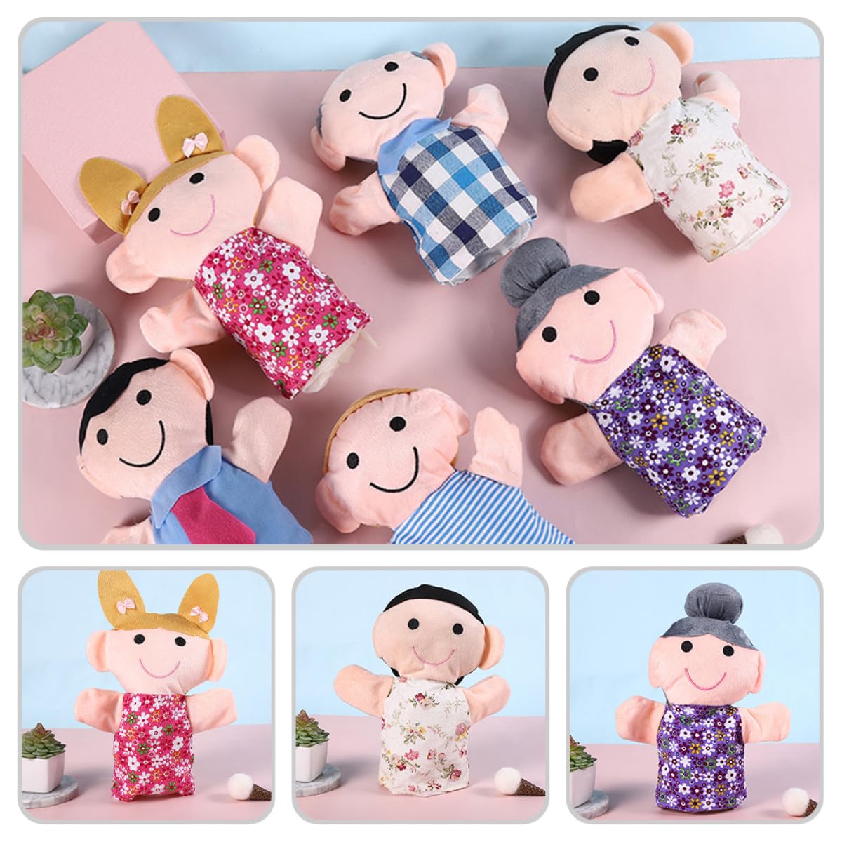 ORFOFE Marionnettes à Main Lot de 6 en Peluche Ultra-Douces et Légères Design Adorable, Jouet Interactif pour Garçon et Filles pour Jeux de Rôle en Extérieur