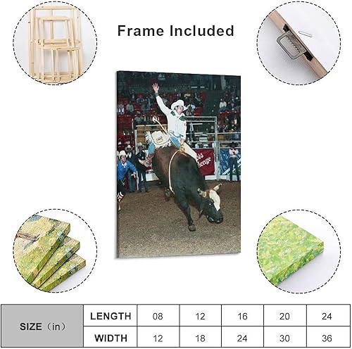 Miniatura 2 de YokimA Lane Frost Riding Bull Poster Pintura Decorativa Lienzo Arte de Pared Pósters de Sala de Estar Dormitorio Pintura 12 x 18 pulgadas (11.8 x