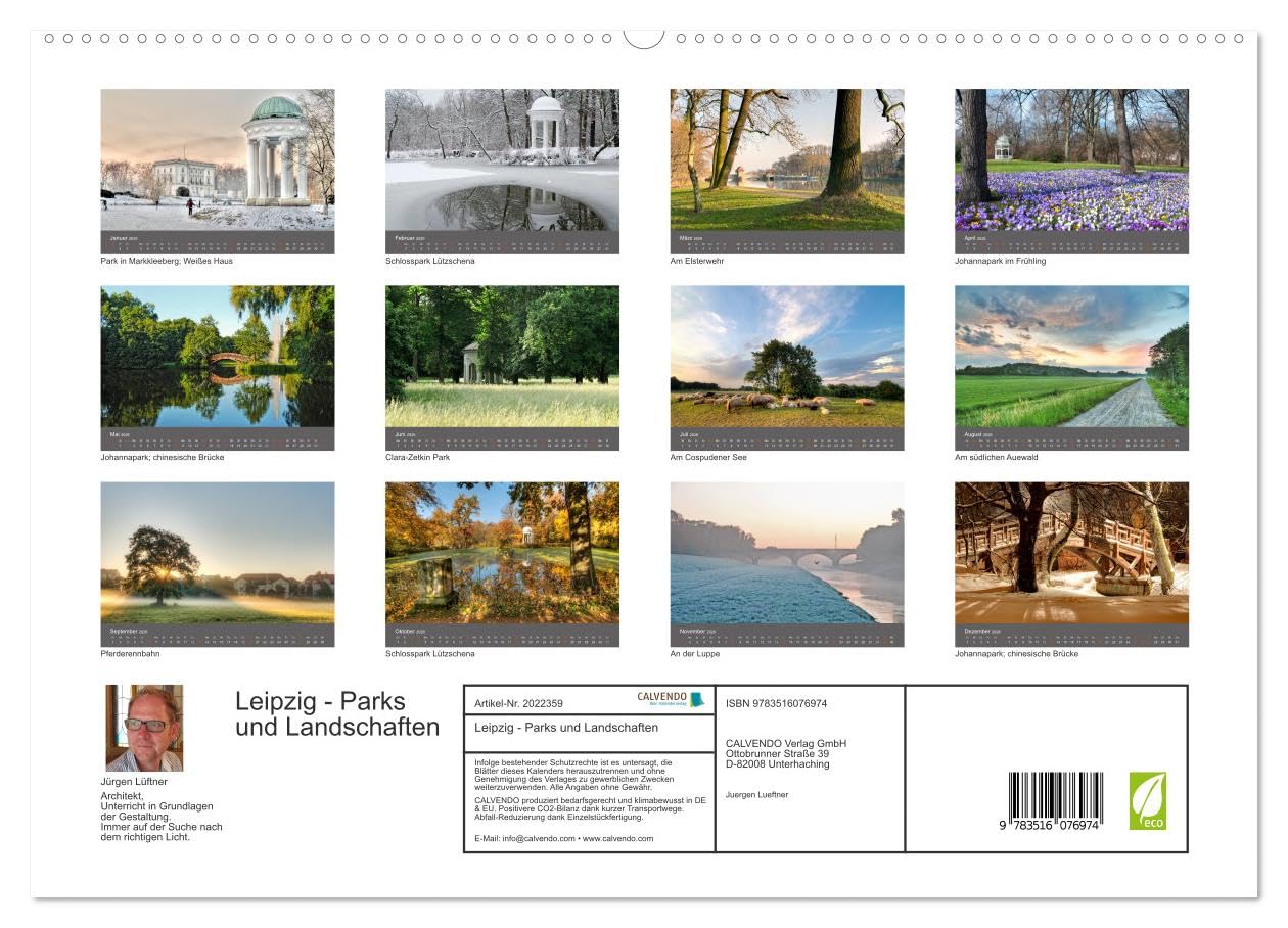 Leipzig - Parks und Landschaften (hochwertiger Premium Wandkalender 2026 DIN A2 quer), Kunstdruck in Hochglanz: Die wunderschönen Parks und Landschaften von Leipzig. (CALVENDO Orte)