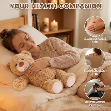 SuzziPals Teddy Bear Stuffed Animals, Microwavable Stuffed Animal Heating Pads for Heat Therapy, Stress Relief Toy for Anxiety, Cuddle, Companion, Bear Plush Gifts for Girls Boys Adults | Lavender Scent Plush Toys, Stress Relief Toy for Anxiety, Cuddly, Bedtime Companion, Bear Plush Gifts for Girls Boys Adults