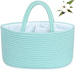 ABenkle Diaper Caddy Organizer, Boho Rustic Cotton Rope Nursery Baby Basket, Changing Table Organizer for Baby Diaper Storage and Baby Shower