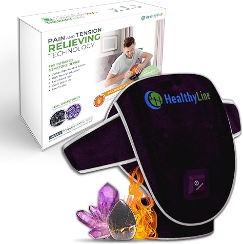 Almohadilla térmica portátil de hombro infrarrojo lejano para aliviar el dolor, amatista caliente, inserto de piedras preciosas de turmalina,