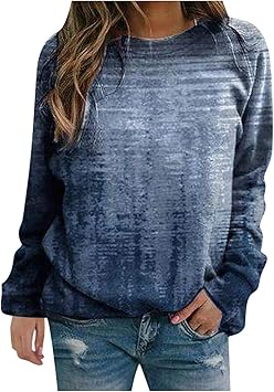 Frauen Pullover Casual Stripe Tie-Dye Print Sweatshirts Thermal  Rundhalsausschnitt Langarm T-Shirts Loose Tops Bluse : Amazon.de: Bekleidung