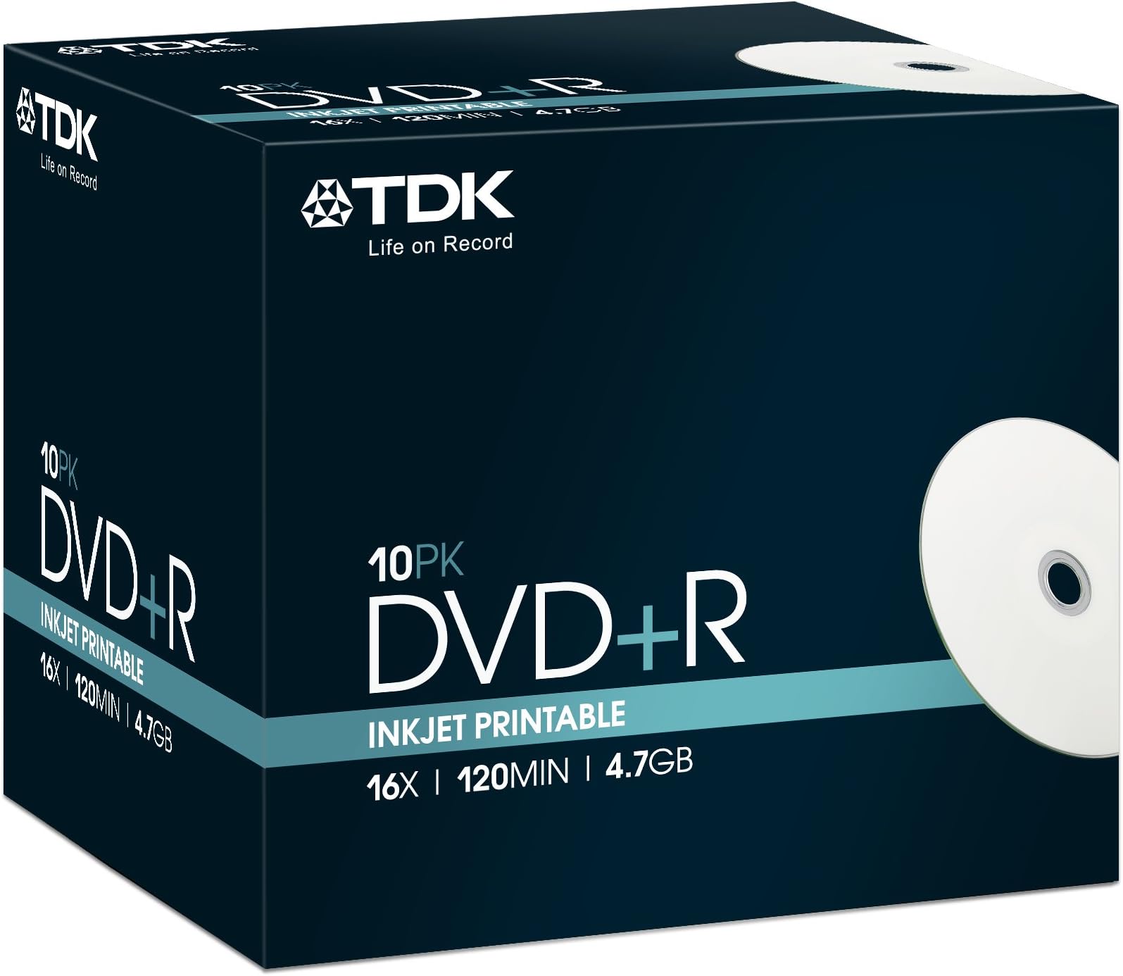 TDK DVD+R 4.7GB 16x Speed 120min Blank Discs Jewel Cased Pack of 50