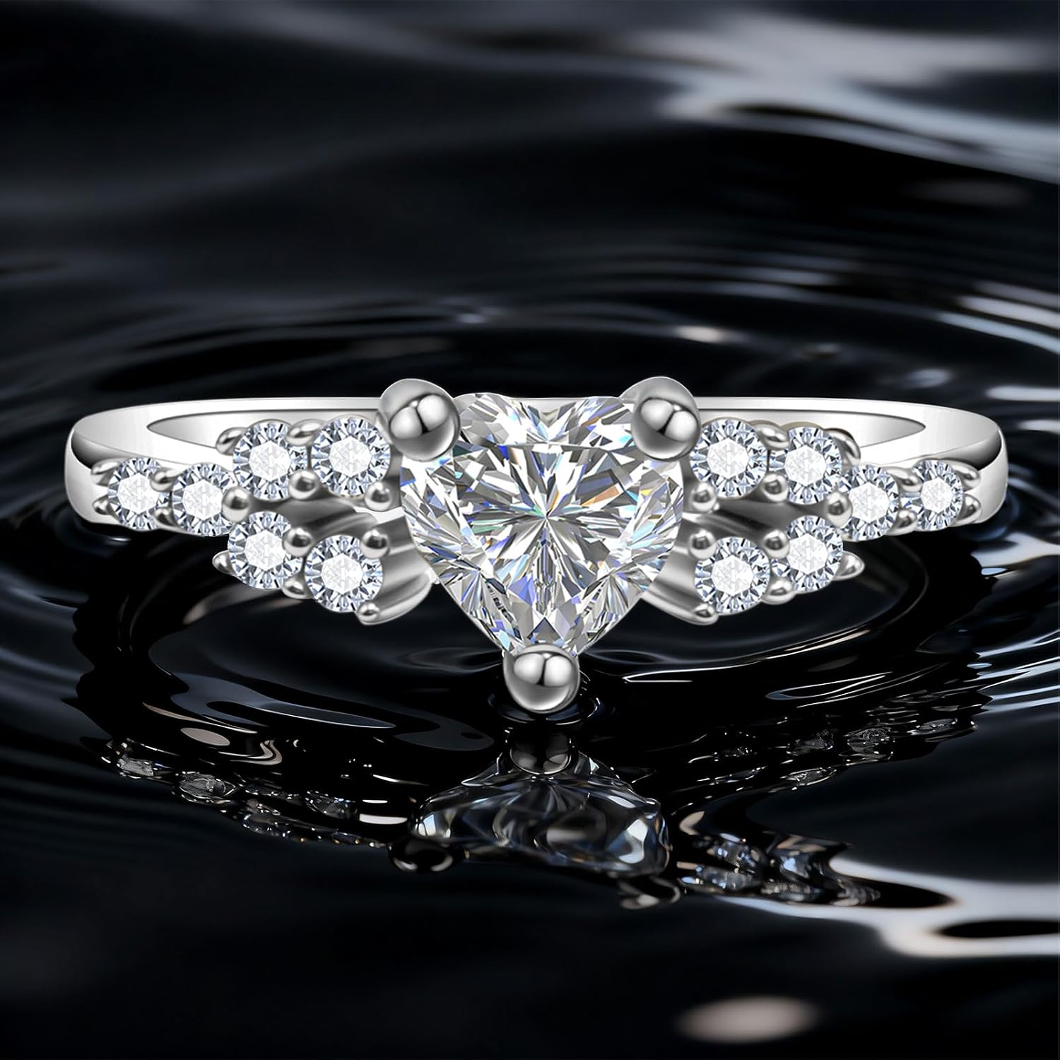 Moissanite Wedding Band for Women 925 Sterling Silver 1ct D Color VVS1 Wedding Rings Lab Created Half Eternity Anniversary Rings for Her 18K White Gold Plated Size 6-8