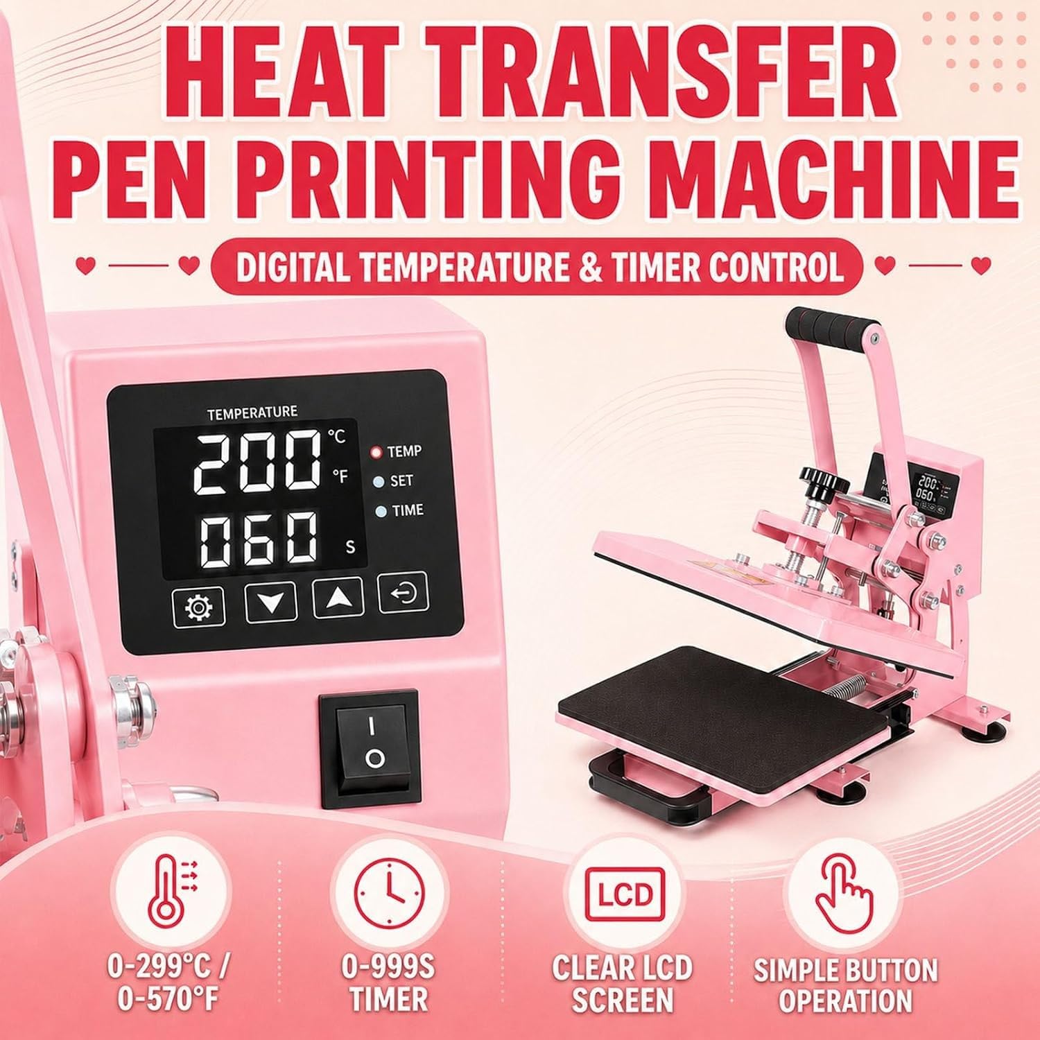 Prensa de Calor 23 * 30 Cm Prensa Textil Prensa de Calor para Camisetas Máquina de Impresión 600 W Multifuncional DIY con Controlador de Tiempo de Temperatura LED Digital 23 * 30cm