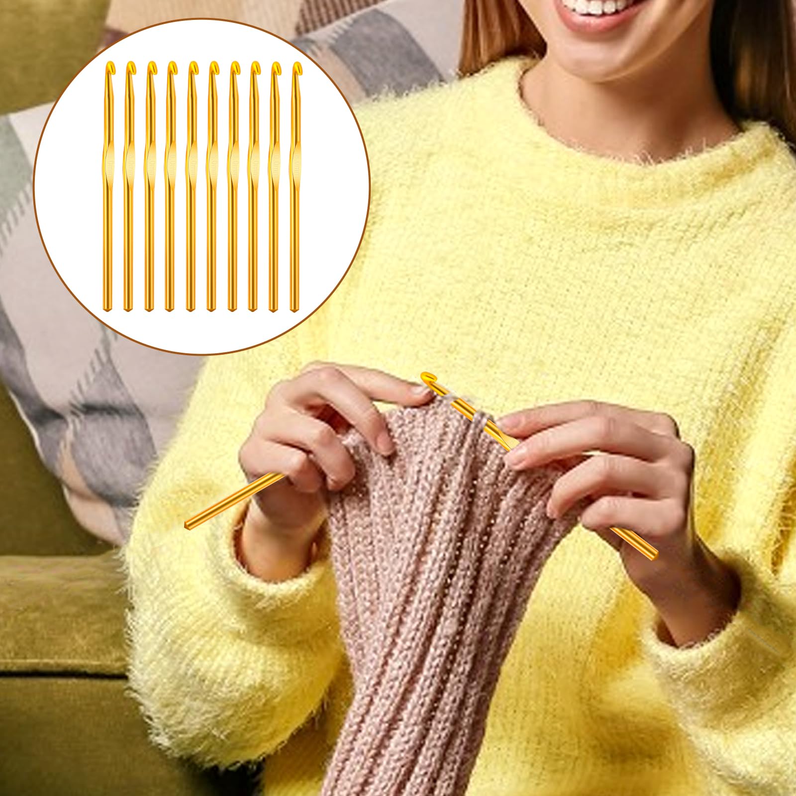 Lot De 6 Crochets De 6 Mm, Aiguilles à Tricoter En Aluminium, Taille US J/10, Aiguilles à Crochet En Vrac, Ensemble De Crochets Pour Tricot, écharpe, Chapeau, Gants