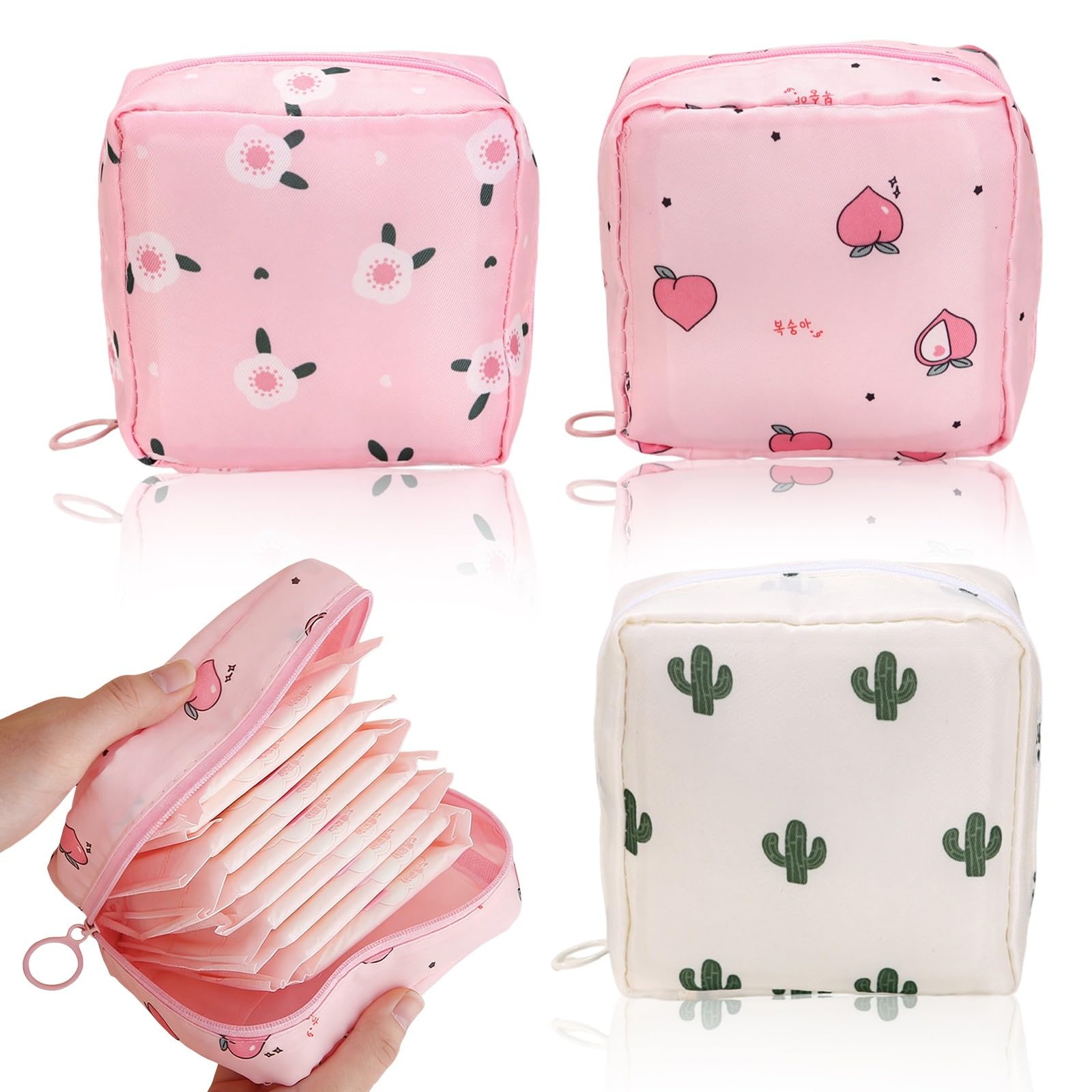 3Pz Bolsa para Guardar Compresas, Bolsa de Menstruación Sanitarias, Bolsa de Períodos Portátil, Bolsa Menstrual, Bolsa de Almacenamiento Reutilizables con Cremallera, para Mujeres Adolescentes Niñas