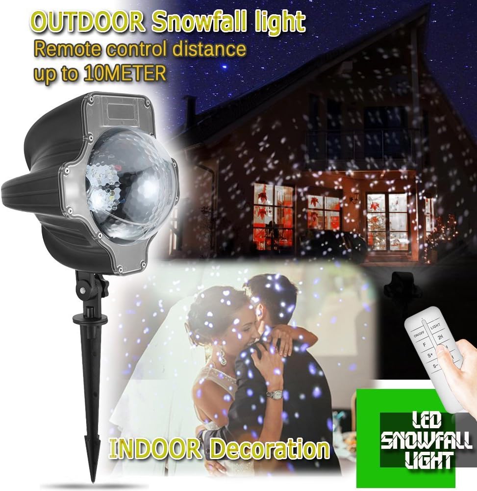 LED Light Party Snowfall LED Effect Light Projector White IP65 LED Projector Lamp for Christmas, Halloween, Landscape, Garden and Party Decoration