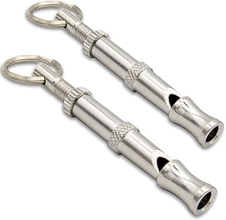 Aribari 2 x Professional Dog Whistles for Training and Training Dogs - Adjustable Pitch - Dog Training - Material: Brass, Colour: Silver product image