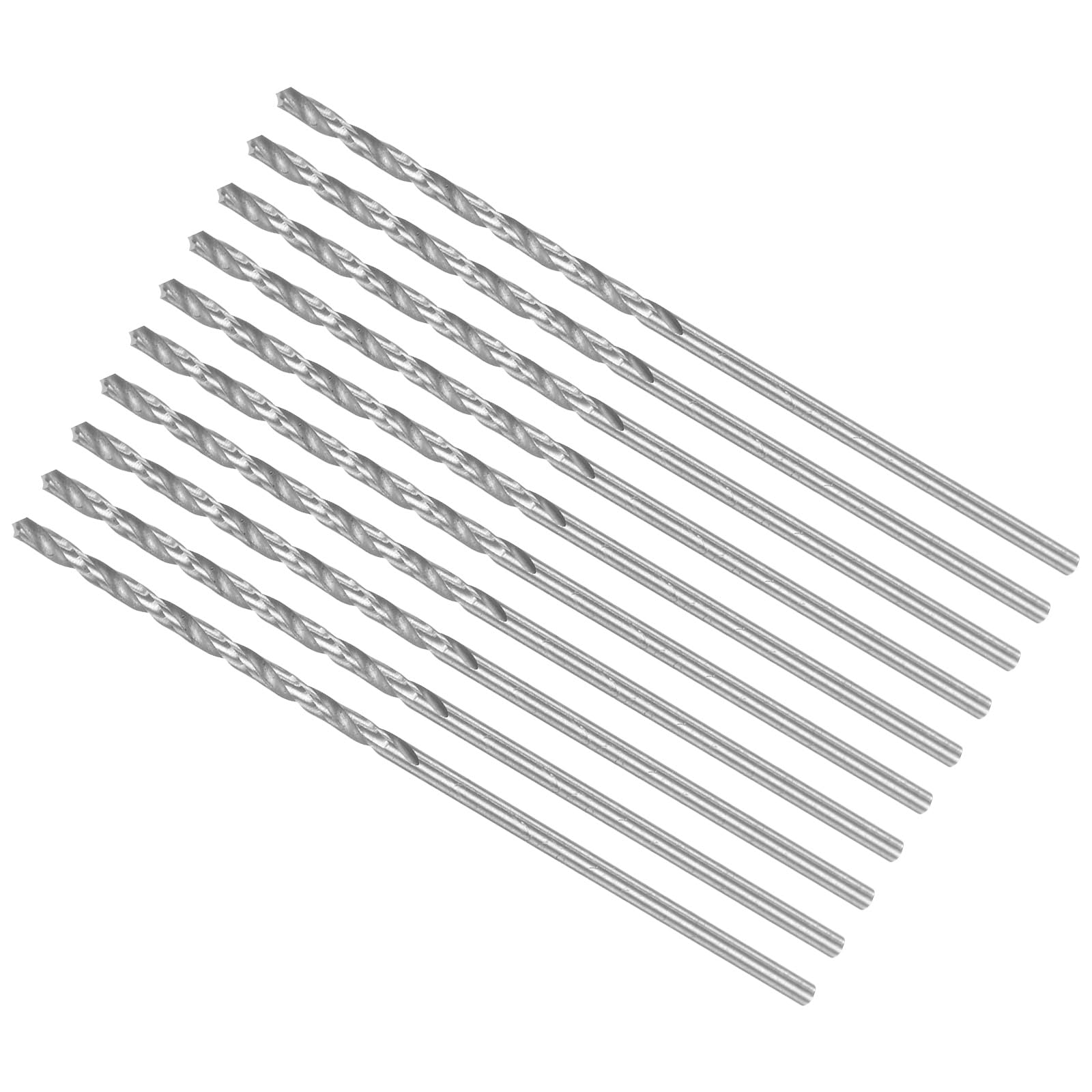 CoCud Micro Drill Bits, 1.25mm Drill Diameter 46mm Total Length, 6542 High Speed Steel Fully Ground Twist Drill Bit - (Applications: for Copper Metal Wood), 10-Pieces