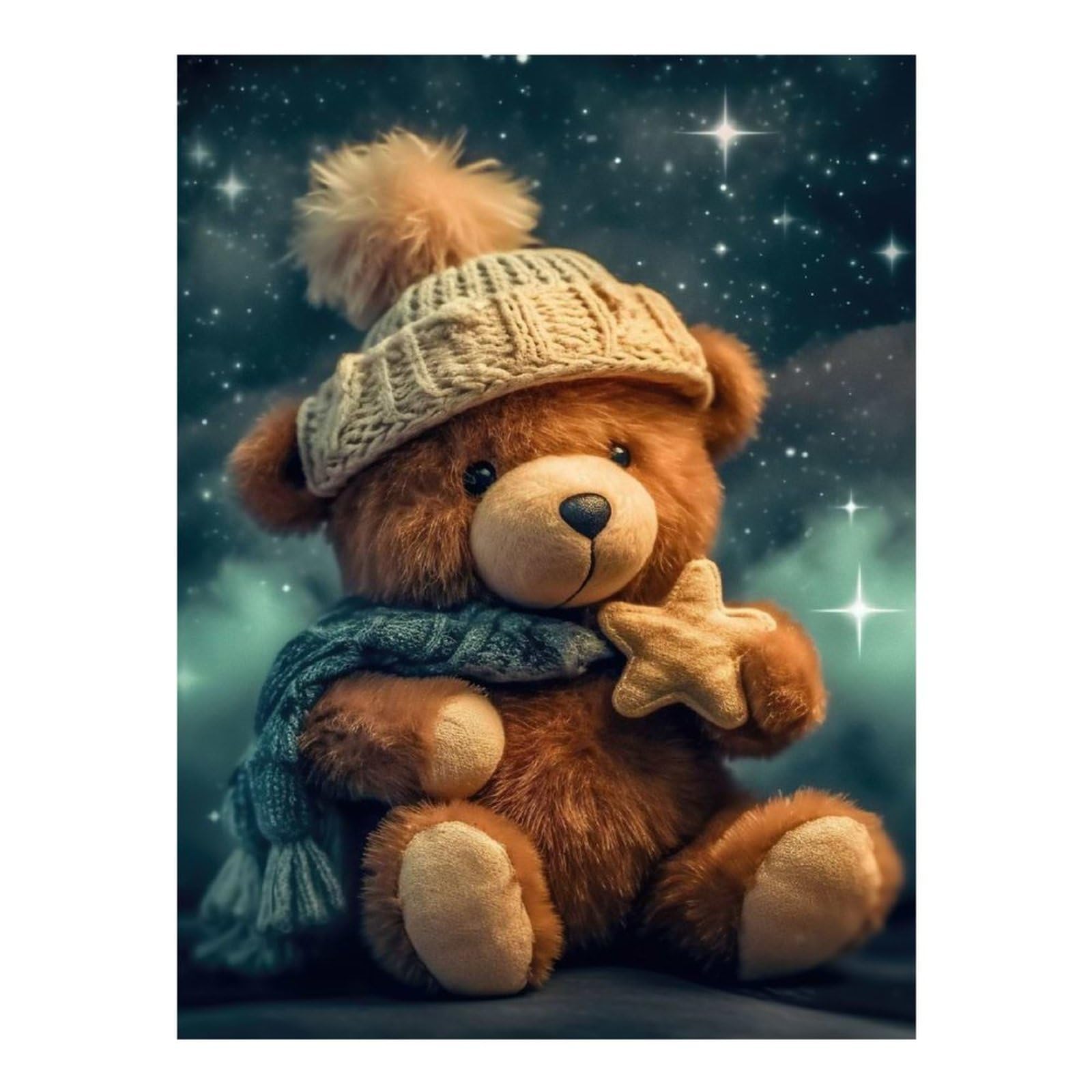 POLIUAWS Teddy Bear in Pyjamas Diamond Painting DIY Gem Art Craft Set Diamond Painting Kits Adults for Home Wall Decor Gifts 12"x16"