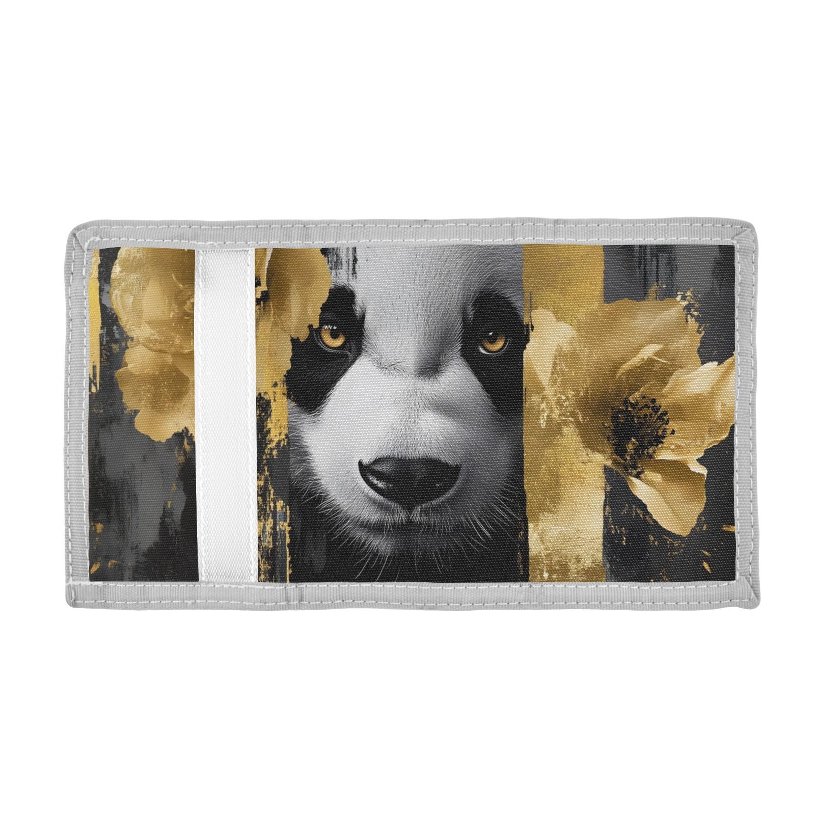 FOLIOSA Kids Wallet for Boys Girls Luxurious Panda Print Youth Wallet with Zipper Pocket Card Holders, Novelty Wallet 4.9×2.9 in