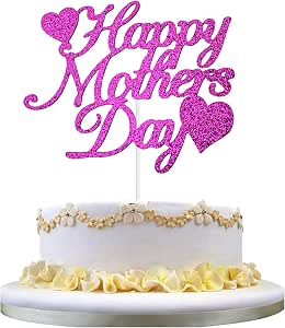 Rsstarxi 'Best Mom Ever' Cake Topper - Rose Gold Glitter, 6"x8", Mother's Day/Birthday Decor