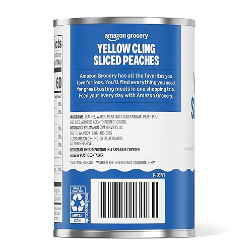 Miniatura 3 de Amazon Fresh, Melocotones amarillos en rodajas en jugo de frutas, 15 onzas (anteriormente Happy Belly, el embalaje puede variar)