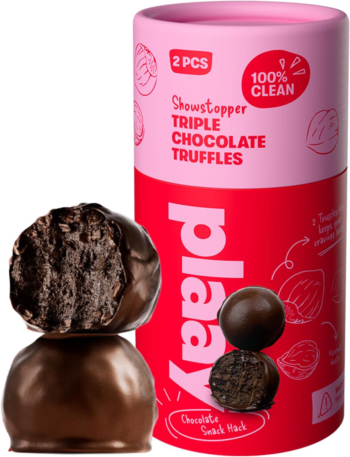 Triple Chocolate Truffles – Rich Dark Chocolate with Chocolate Chips & Cocoa Nibs – Clean Ingredients, Guilt-Free Indulgence, Keto-Friendly and Made with Premium Ingredients – 30g