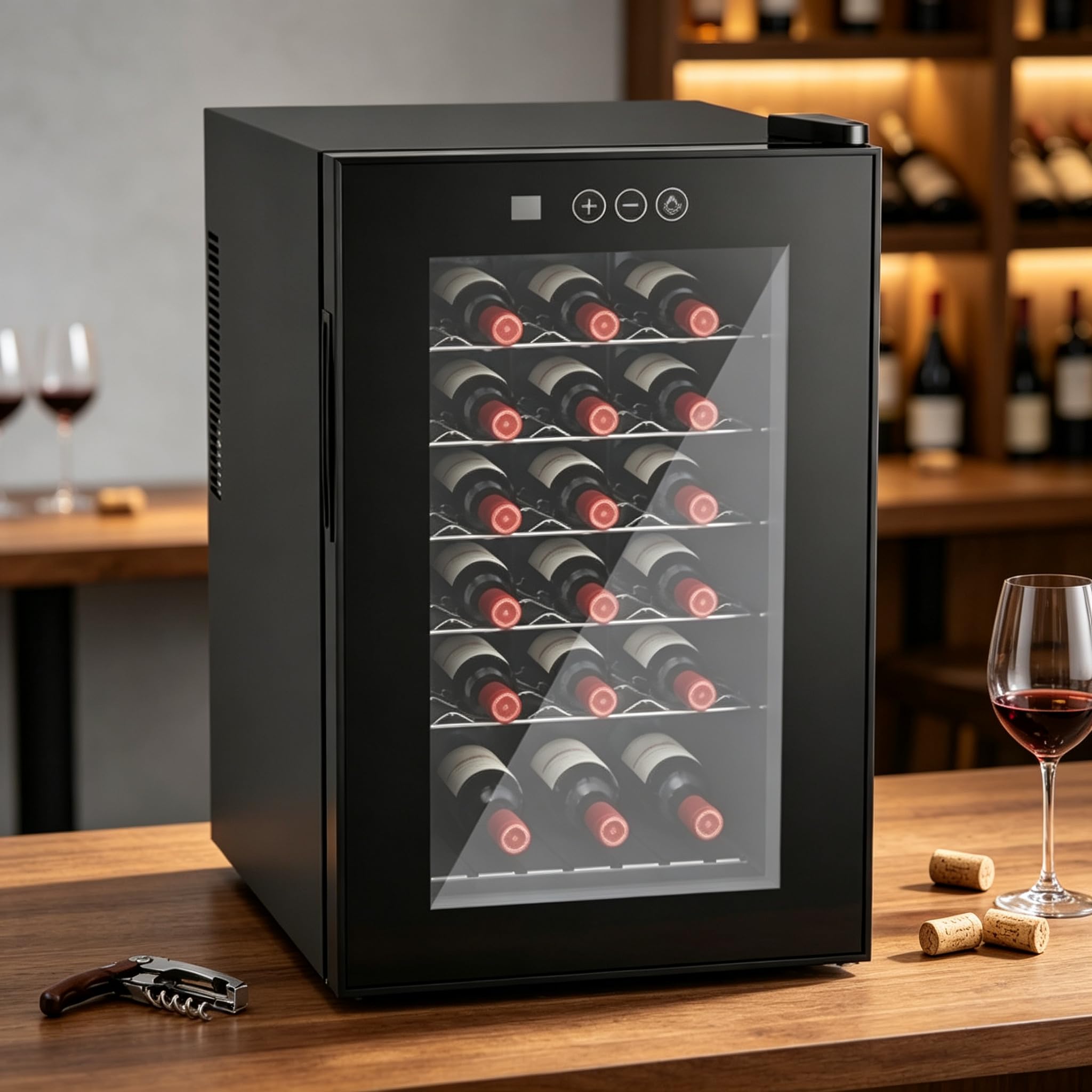 18 Bottle Wine Refrigerator, Mini Wine Fridge, Freestanding Wine Cooler