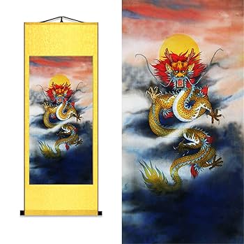 シルク水墨画 ドラゴン アート 壁掛け シルク水墨画 ドラゴン アート 壁掛け シルク水墨画 ドラゴン